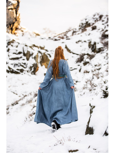 Trollfelsen Leonardo Carbone Leinen Kleid Anna Taubenblau _17_